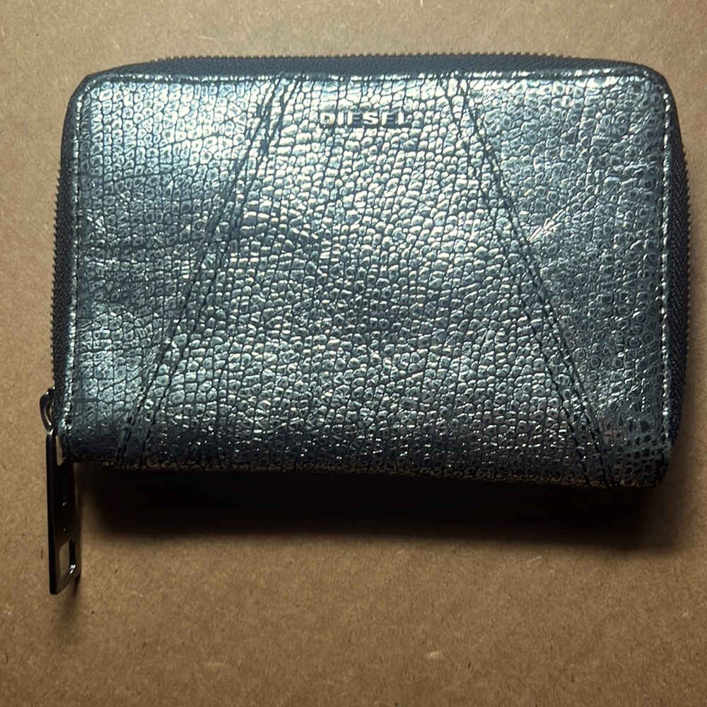 Diesel distressed silver  leather wallet - large
